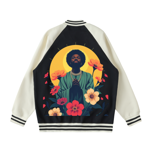Two Tone Raglan Sleeve Varsity Jacket